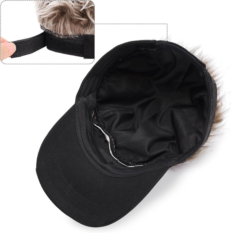 Regilt Men’s Visor Hat with Hair Funny Spiked Hair Wig Hat Novelty Adjustable Baseball Cap - Image 4